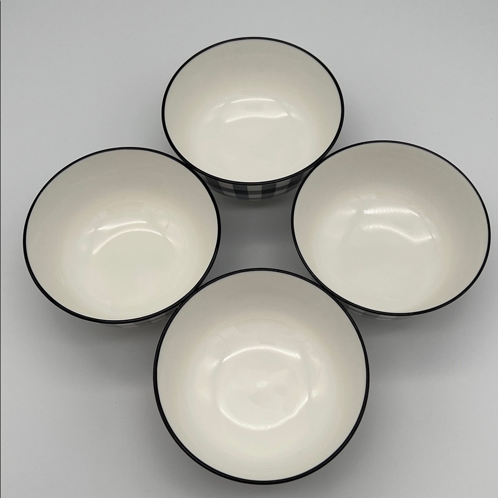 Christmas Holiday "Peace" Bowls 5.5" Diameter Black & White Checked (Set of 4) - Picture 6 of 12